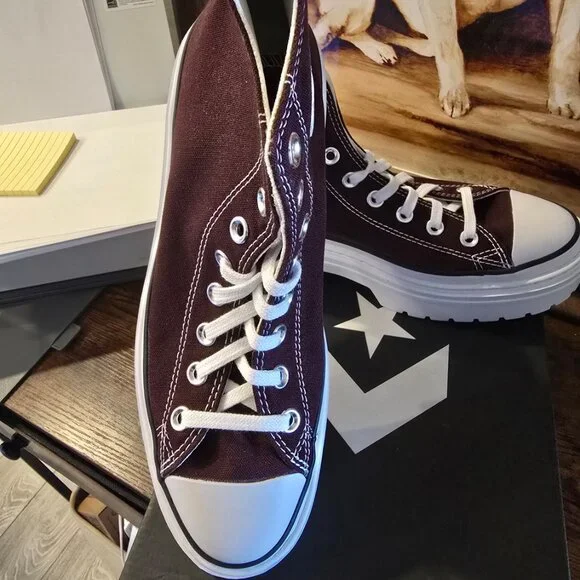 Converse Chuck Taylor All Star Lugged Heel Platform White Bloodstone W Sz 8 NEW - Picture 2 of 11